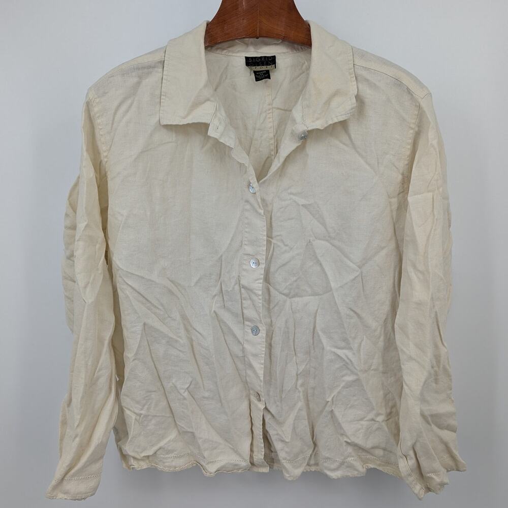 Sigrid Olsen Sport 100% Linen Button Front Shirt Woman 3X